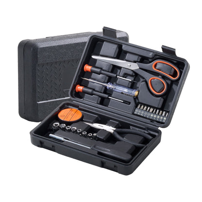 26 Pieces, Test Current Pen,Crosshead Screwdriver,Flathead Screwdriver,Safety Hammer,6-inch Combination Pliers,Allen Wrench,Aluminum Flashlight,Multi Functional Scissors,Black Insulated Tape, Home And